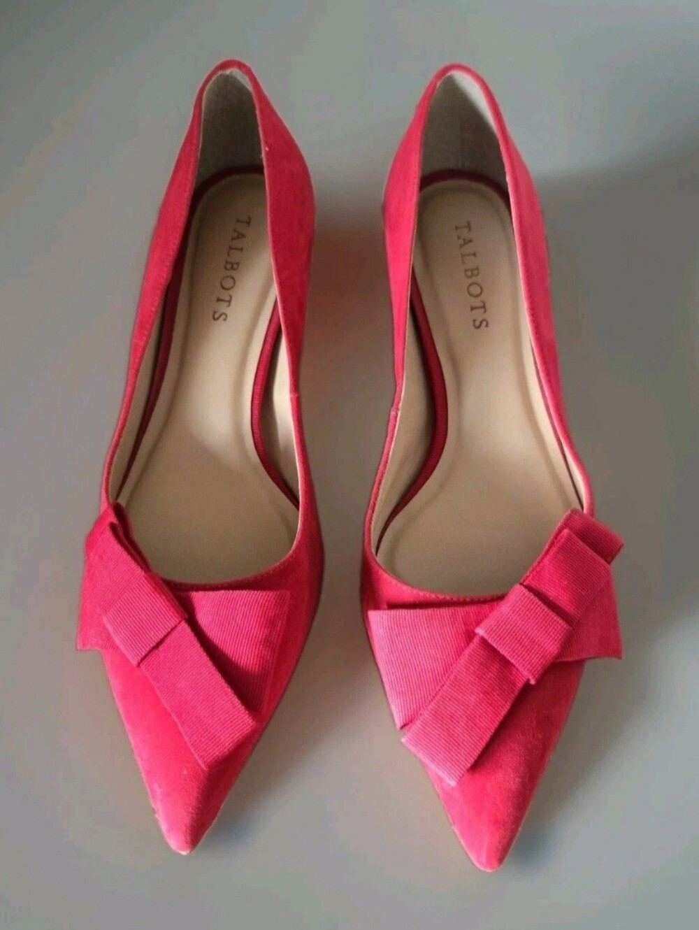 Red Suede Leather Erica Kitten Bow Heels, Party, Holiday, 8M